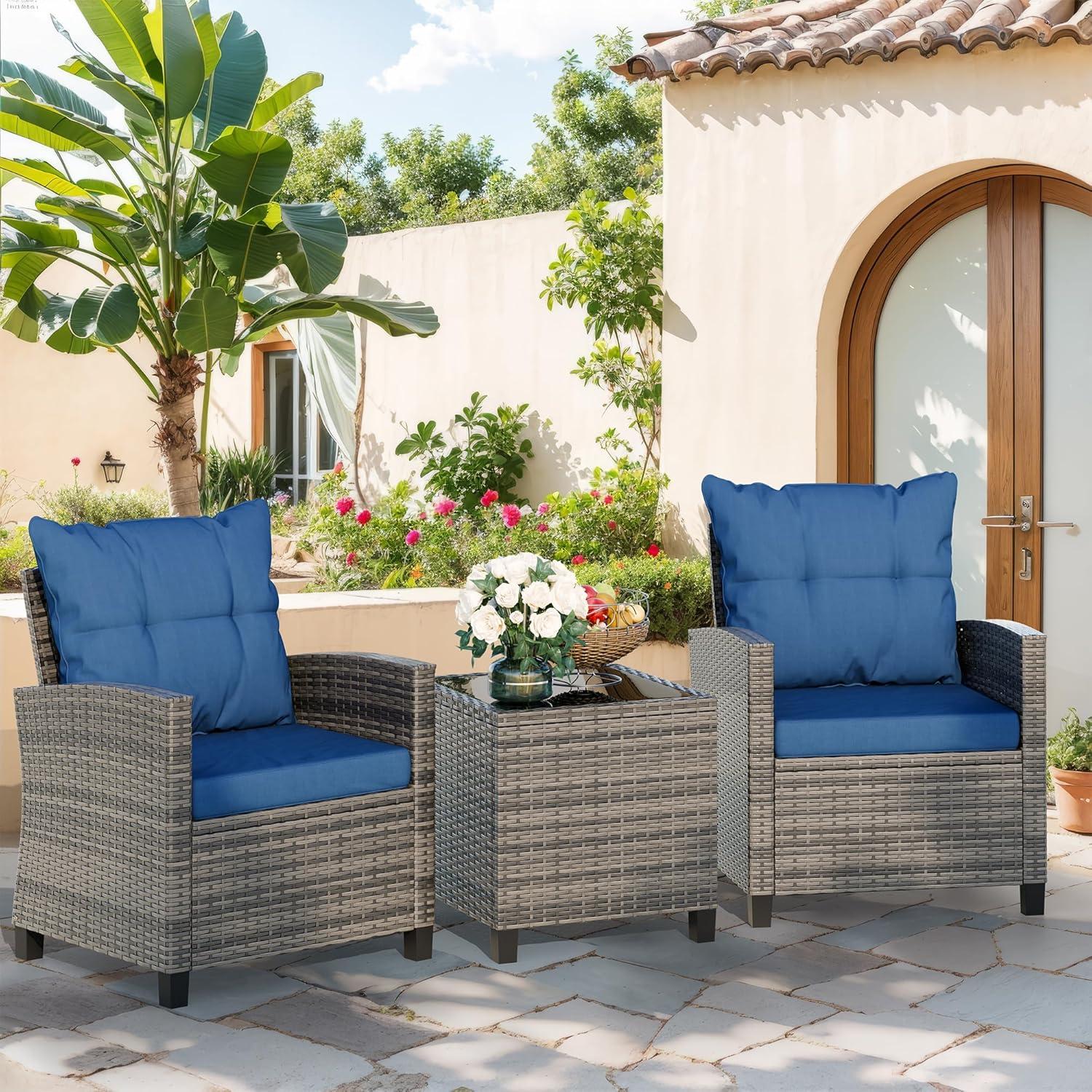 Our Honest Take on the Vongrasig 3-Piece Blue Patio Bistro Set
