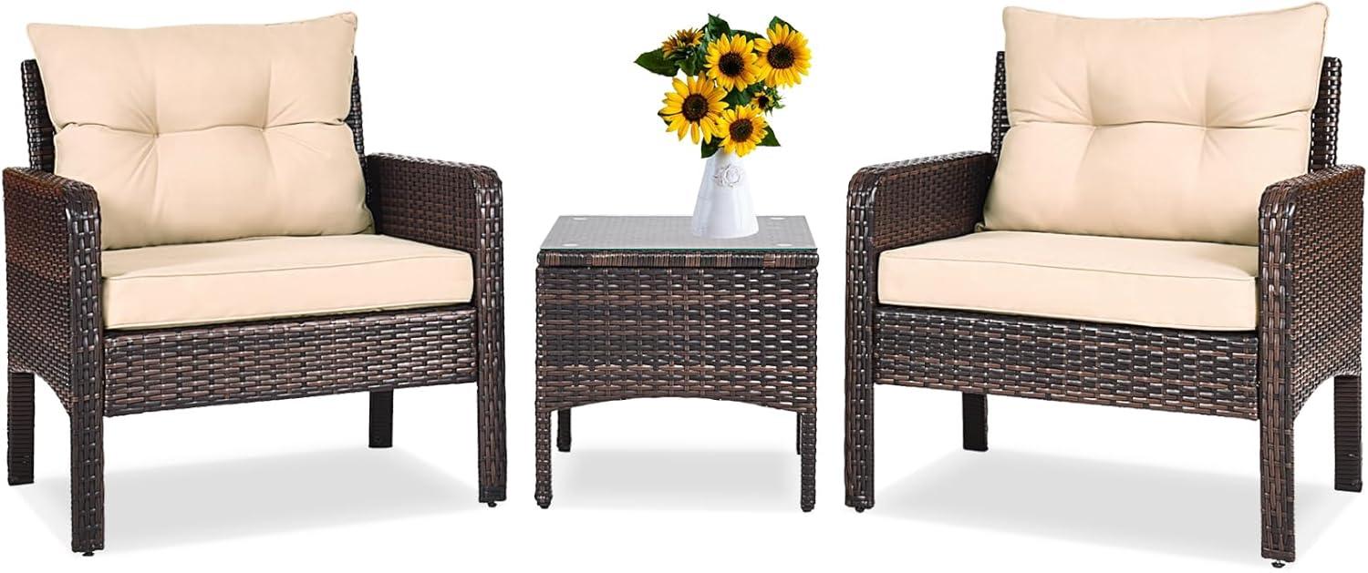 Our Honest Take on the DORTALA 3-Piece Patio Rattan Set