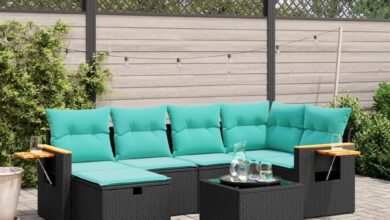 Our Take on the 7-Piece Black Poly Rattan Patio Sofa Set