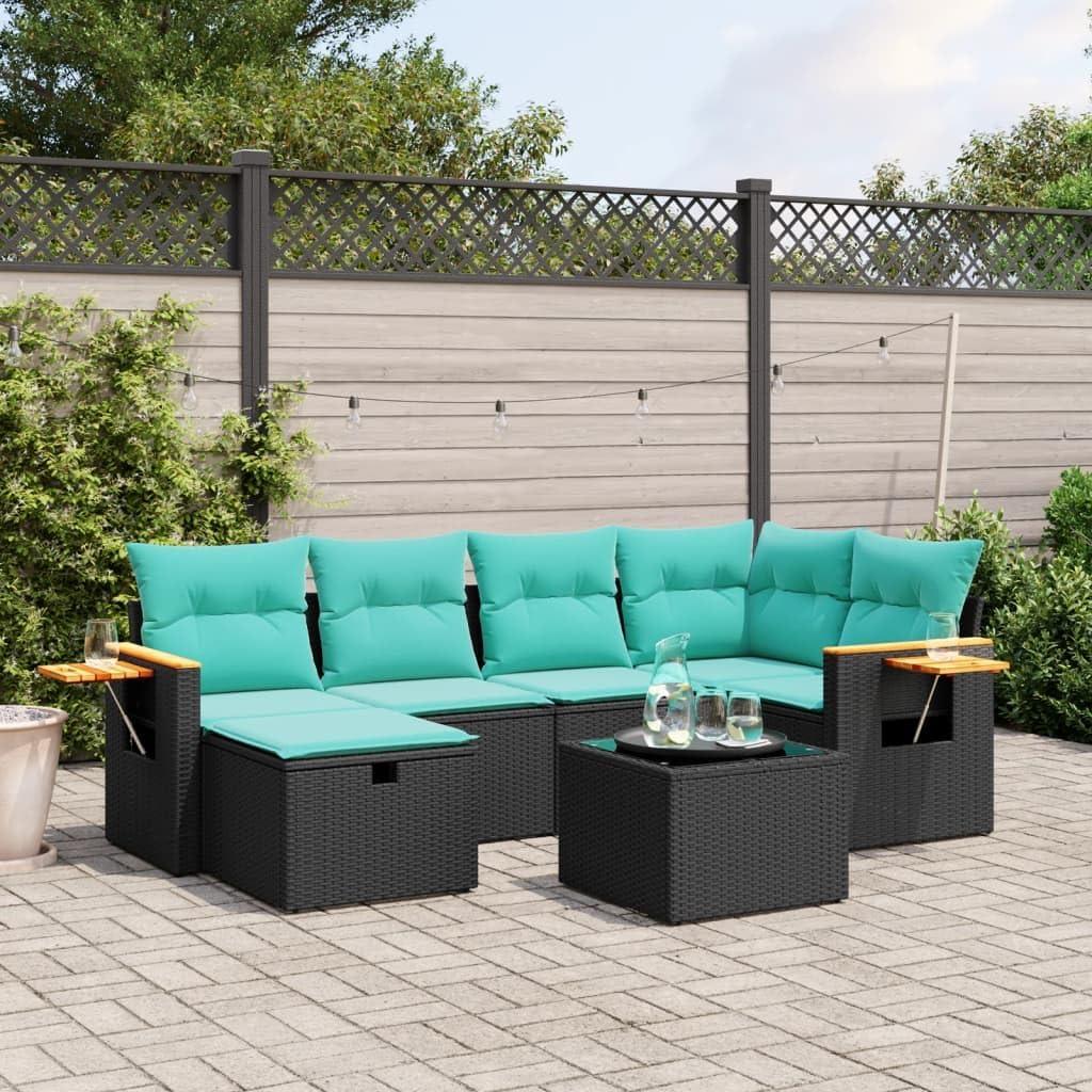 Our Take on the 7-Piece Black Poly Rattan Patio Sofa Set