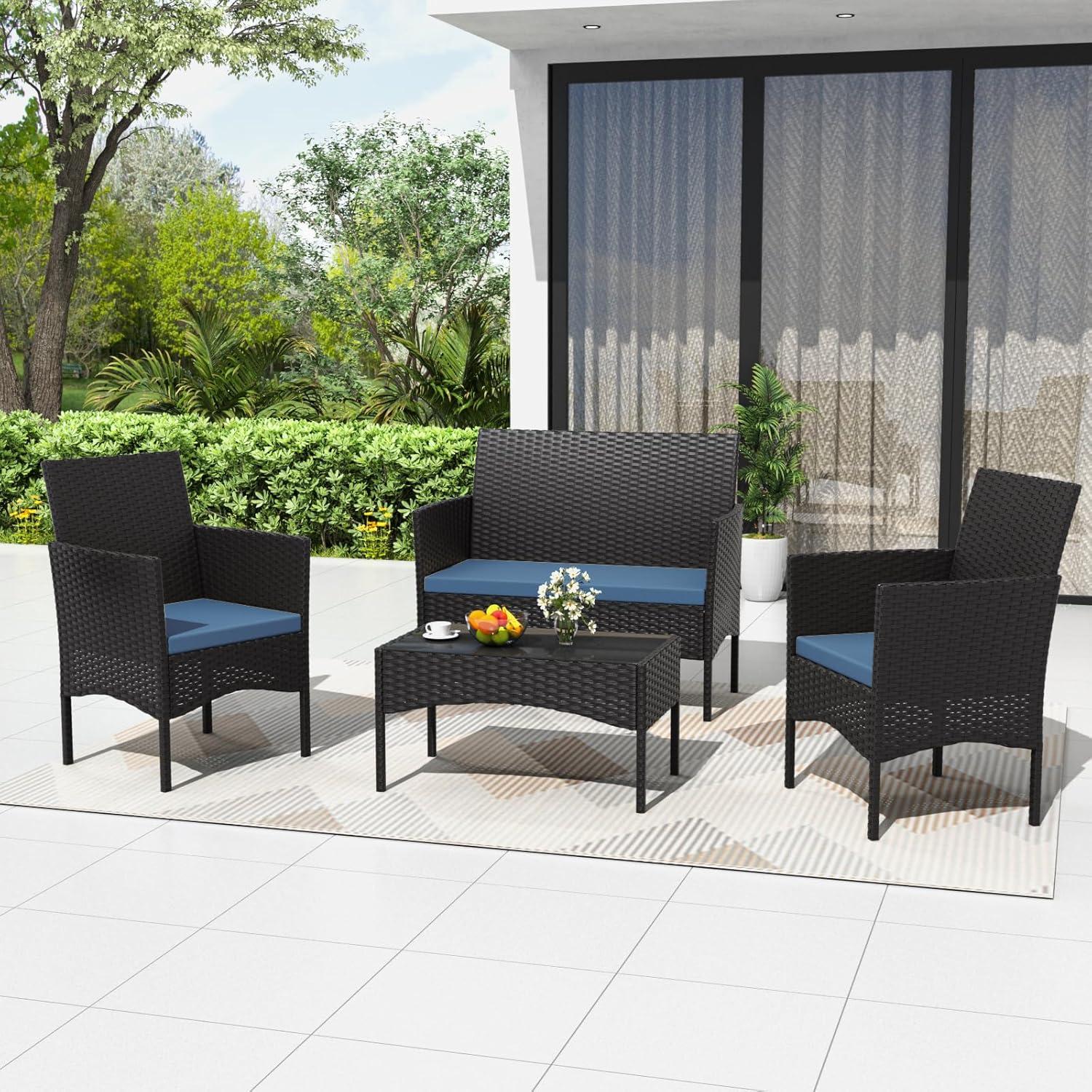 Our Take on the Cozy 4-Piece Rattan Patio Conversation Set