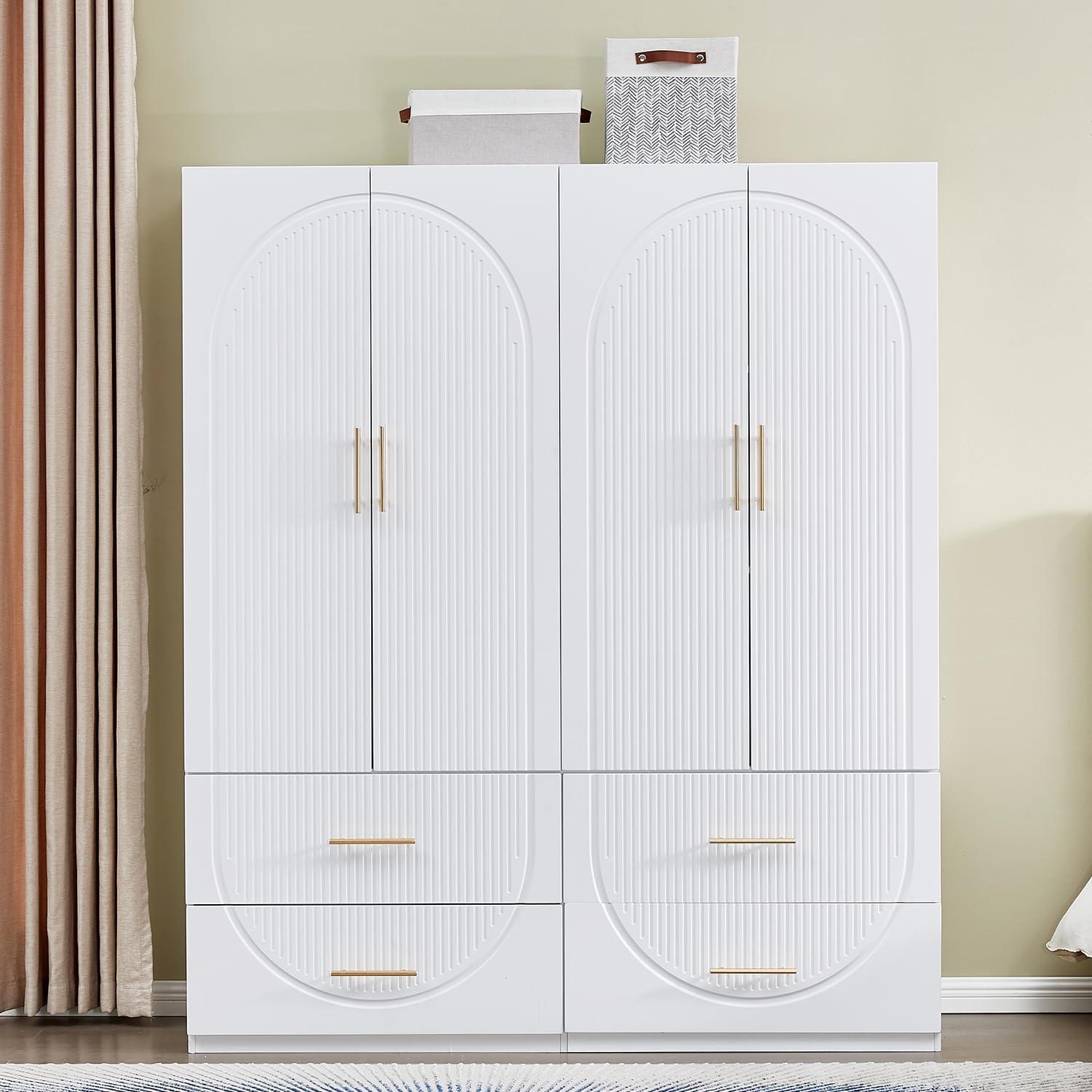 Our Honest Take on the 4-Door White Wardrobe Closet Storage
