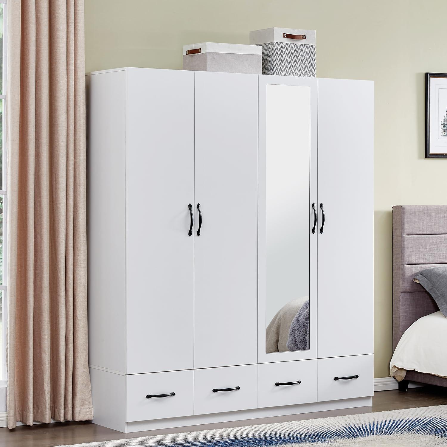 Our Honest Take on the Mirror White 4-Door Wardrobe Closet