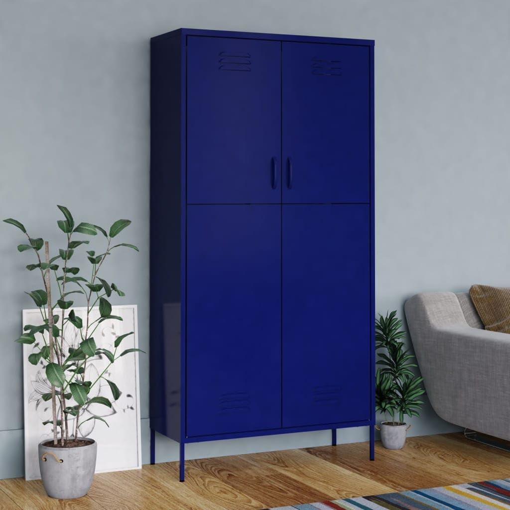 Our Honest Take on the Navy Blue Metal Wardrobe with Shelves