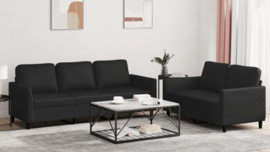 Why We Love This Black Faux Leather Sofa Set for Cozy Spaces
