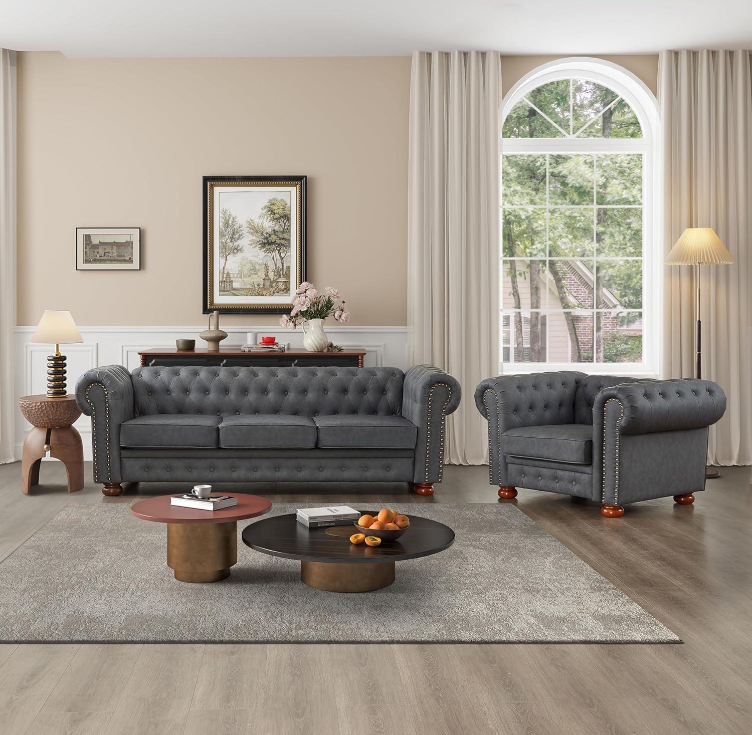Our Thoughtful Take on the Chesterfield 2-Piece Dark Grey Sofa Set