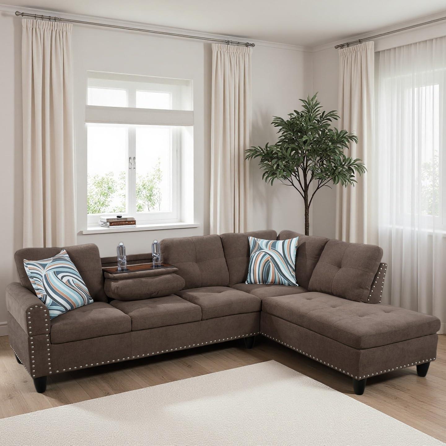 Why We Love Our Convertible Linen Brown Modular Sectional Sofa