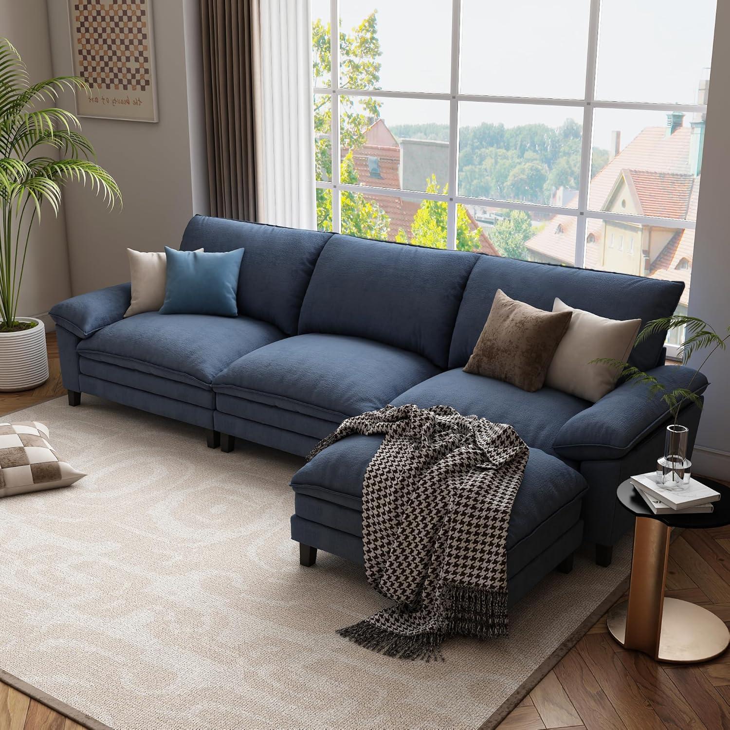 Our Honest Take on the Dark Blue Cloud L-Shape Sofa Set