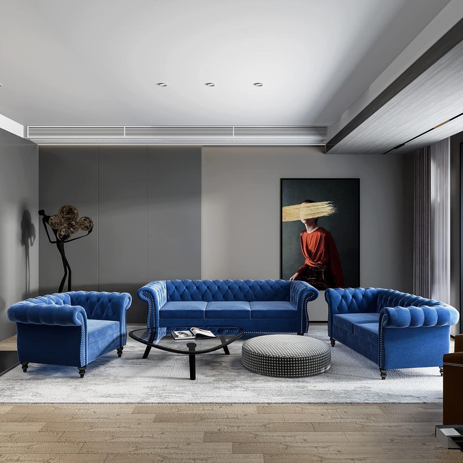 Our Take on the PHOYAL 3-Piece Chesterfield Velvet Sofa Set