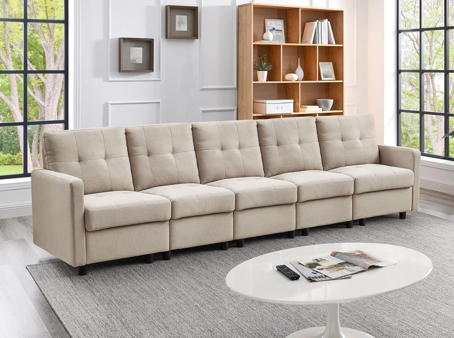 How We Loved the Modular 5-Seat Linen Sectional Couch