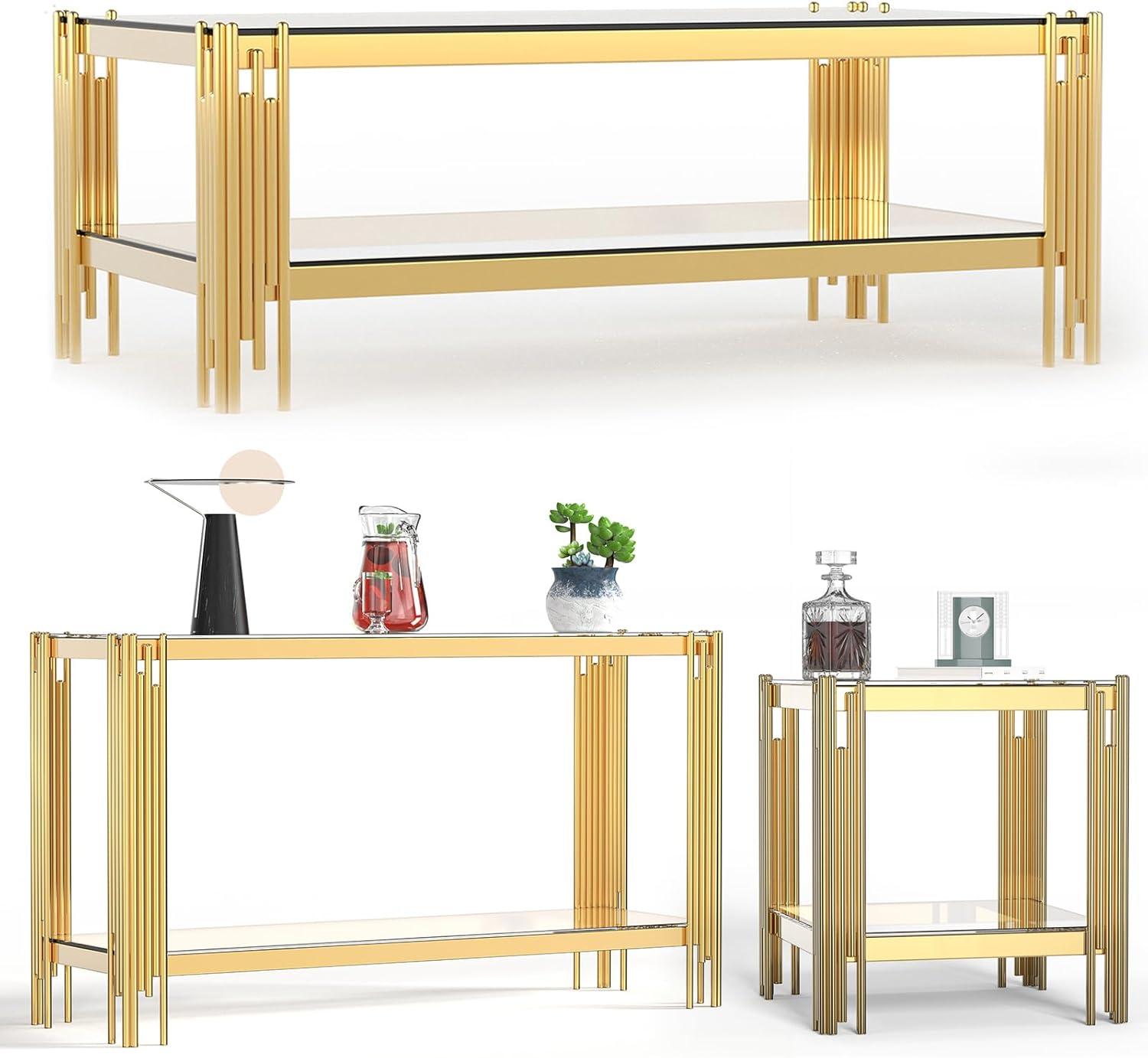 Our Take on the Sleek 3-Piece Glass Coffee Table Set