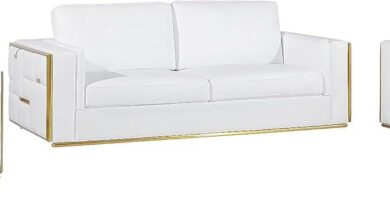 Why We Love the Catania Italian Leather Sofa Set in White