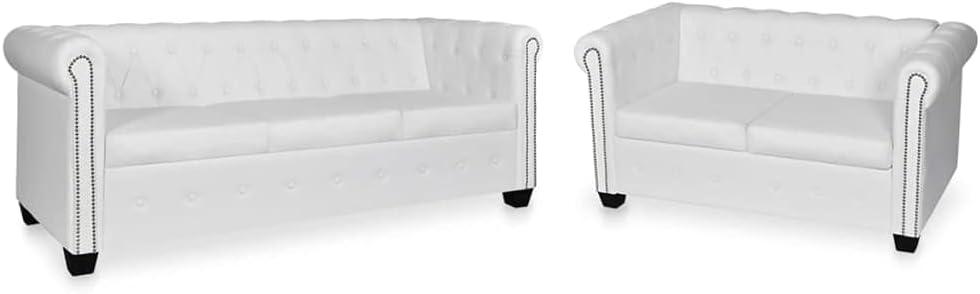 Our Take on the Chesterfield White Faux Leather Sofa Set