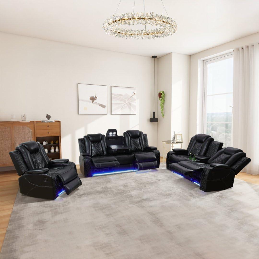 Our Review: Stylish Power Recliner Sofa Set with LED & USB Features