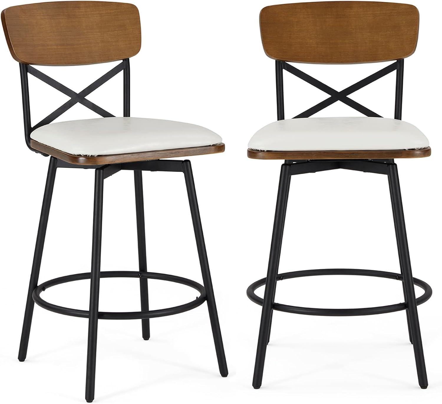 our Take on Milcil's Swivel White Faux Leather‌ Bar Stools Set