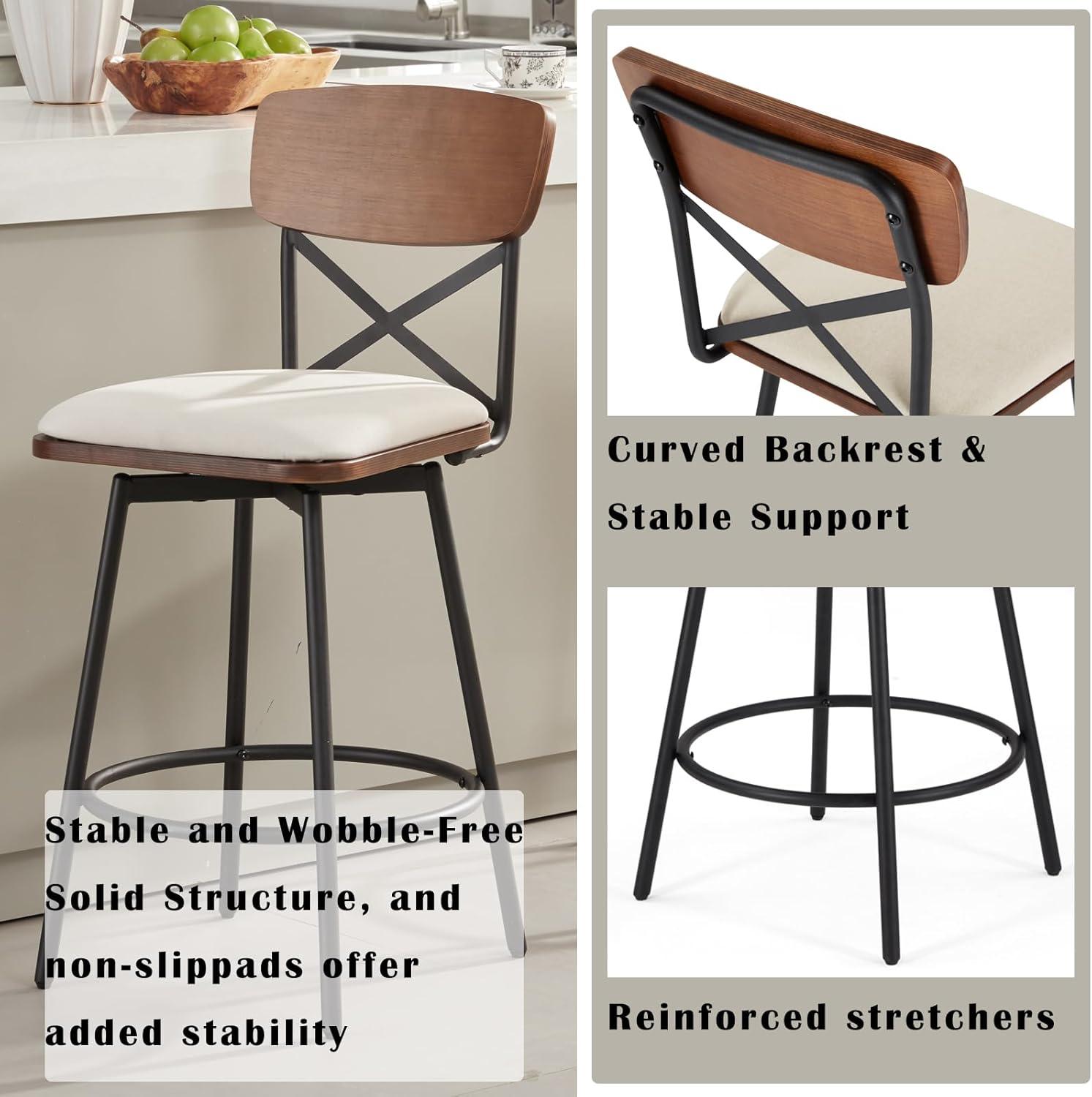 Our Take on ​Milcil's Swivel White Faux Leather Bar Stools Set