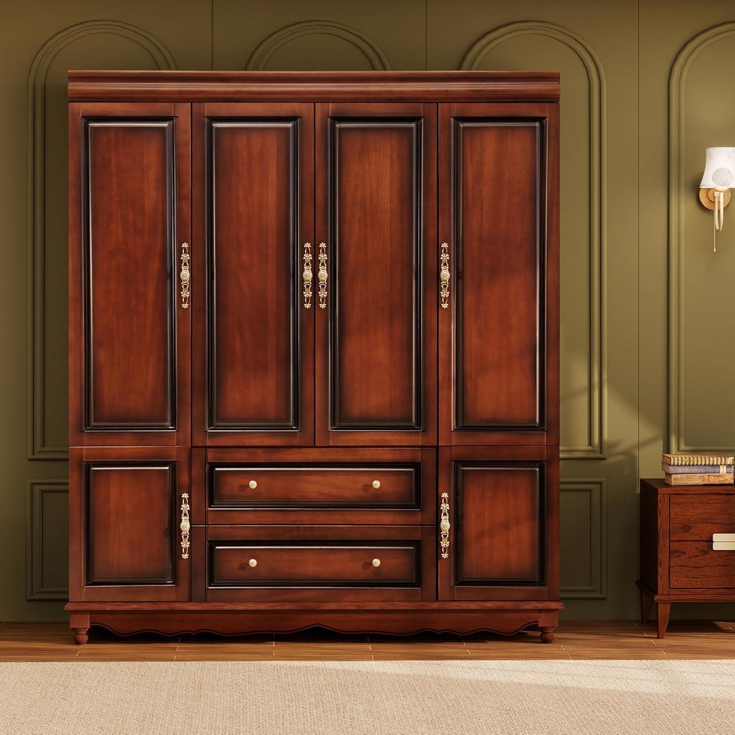 Our Take on ‌the Cherry Red Solid Wood Armoire: Spacious & Stylish