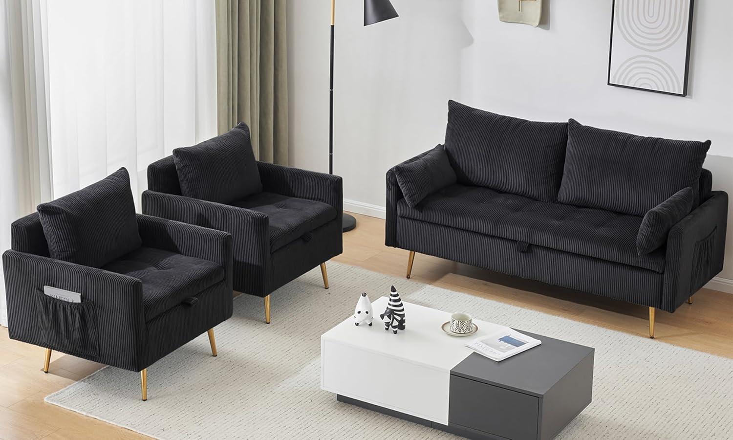 How We Loved Furnimart's Corduroy sofa ⁤Set with Smart Storage