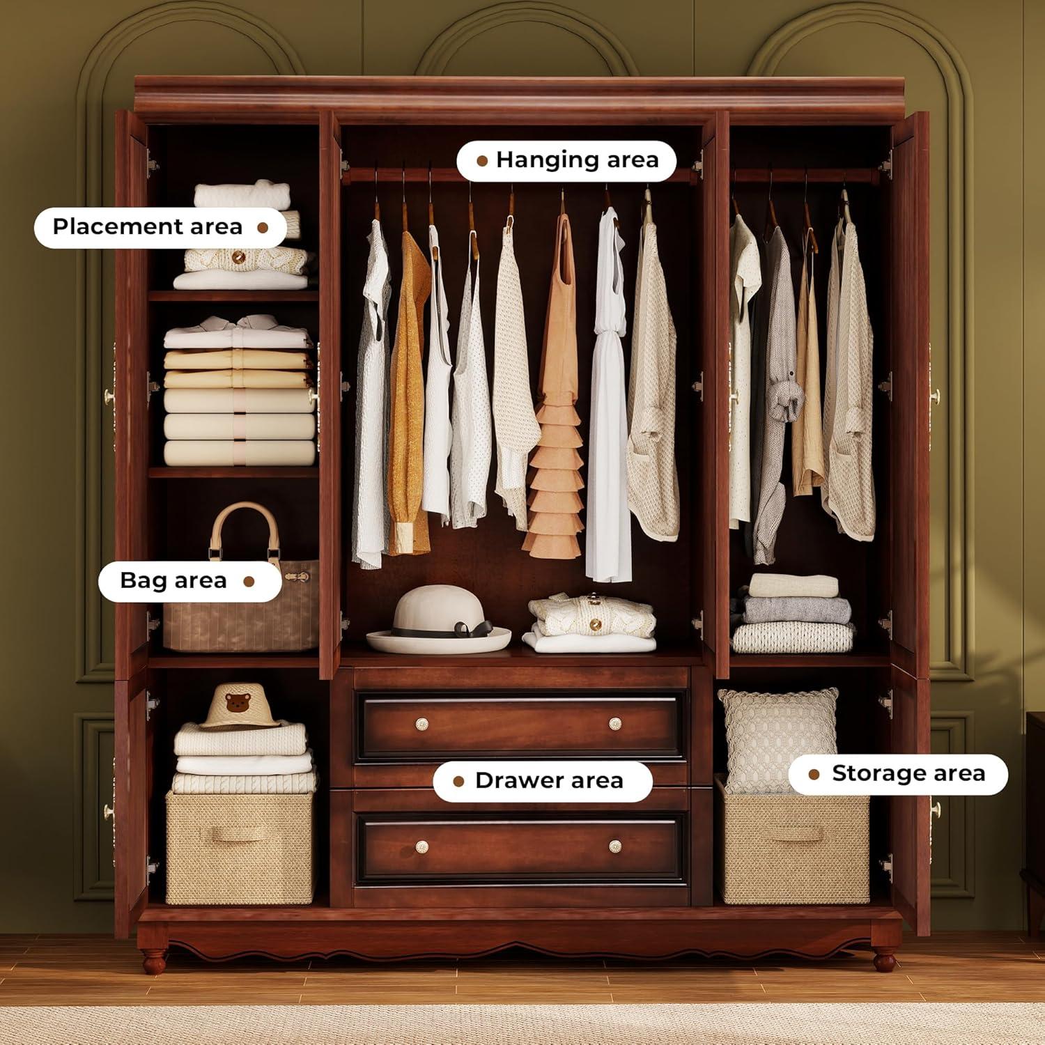 Our Take on the Cherry Red Solid Wood Armoire: Spacious & Stylish