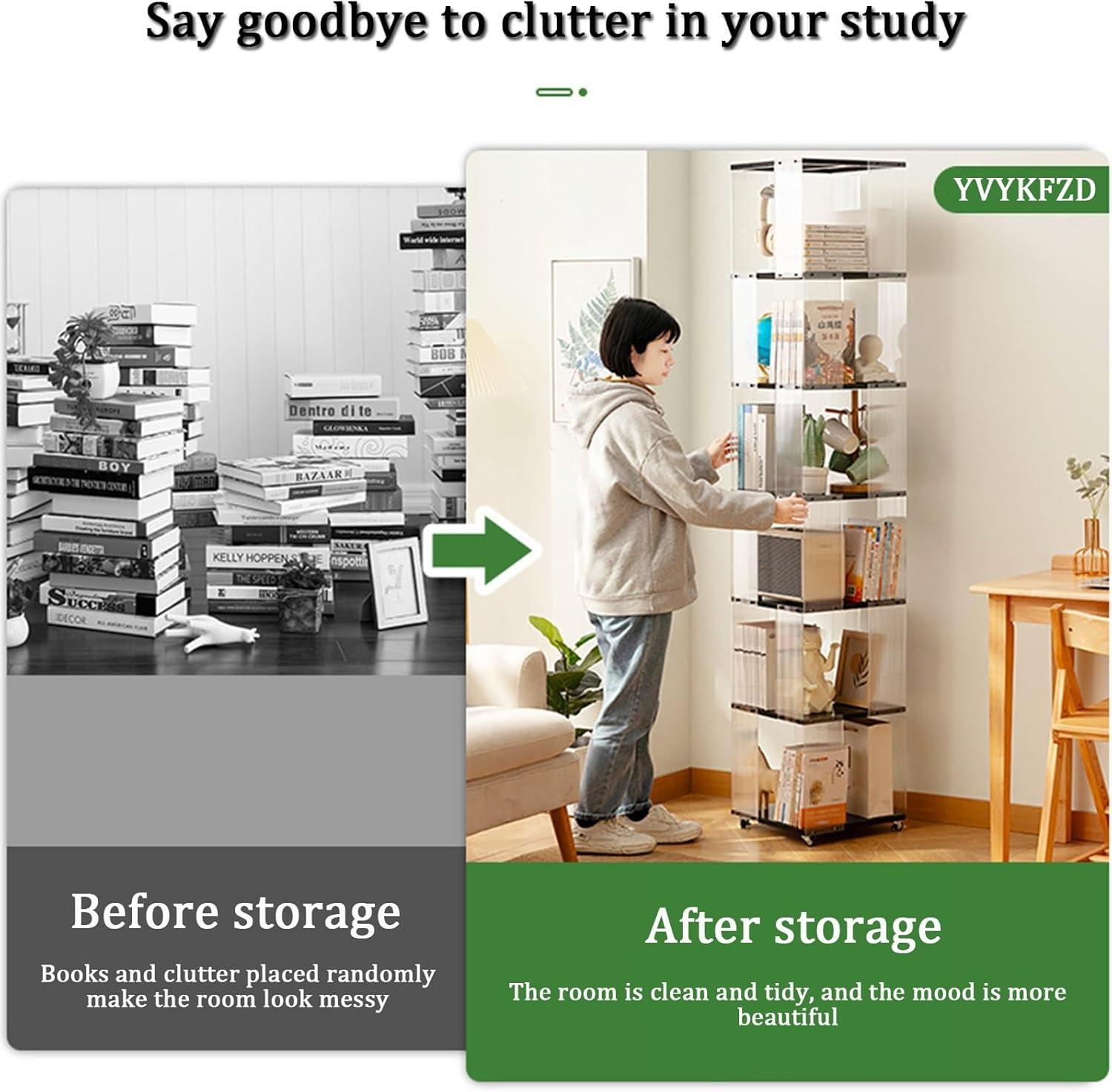 How We⁢ Maximized Space with YVYKFZD's‍ 360° Rotating Bookshelf