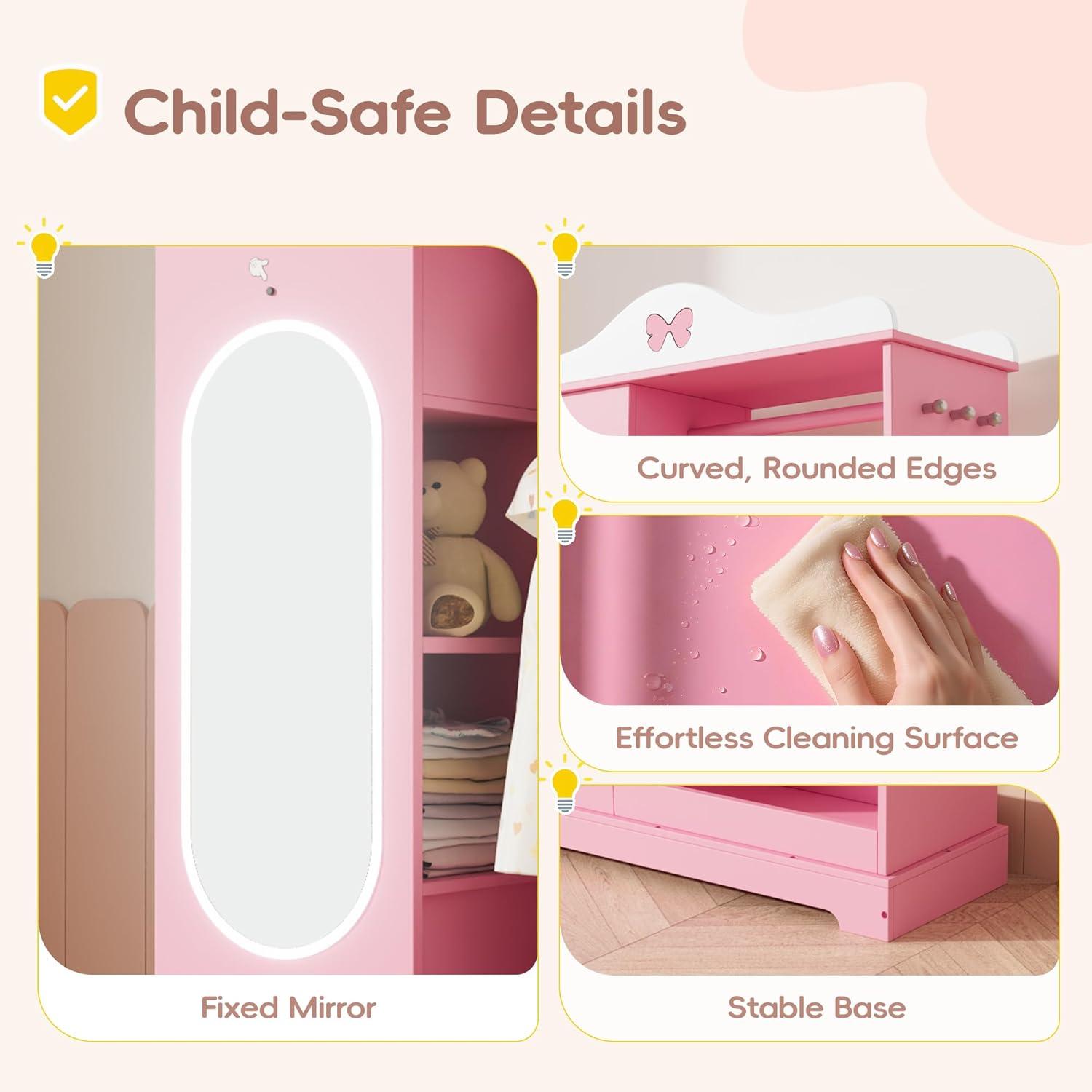 Our Honest Take: ‍Sturdy & Stylish Pink Kids Armoire for Playrooms