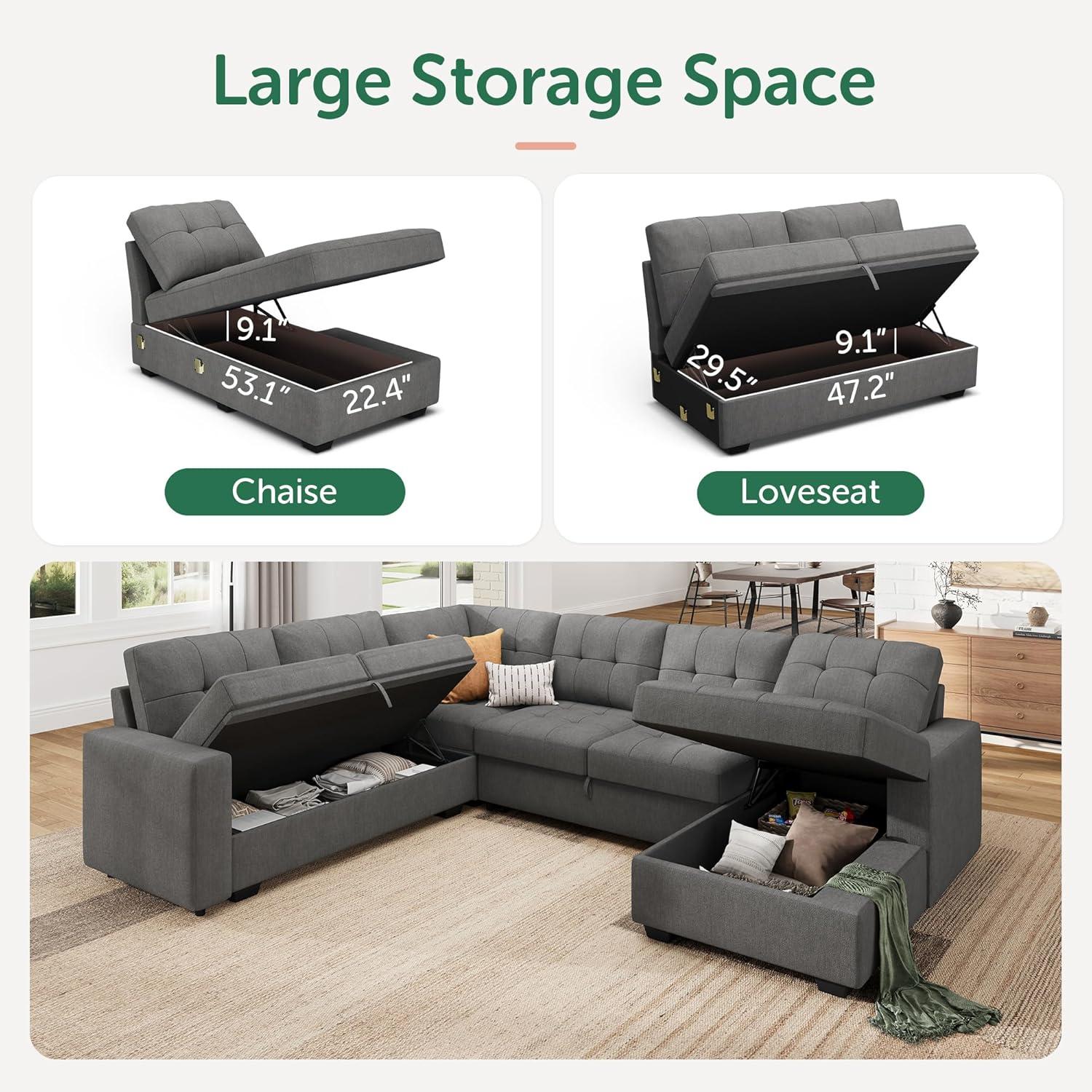 Our HONBAY U-Shaped Sleeper Sofa: Spacious, Sturdy, & Stylish
