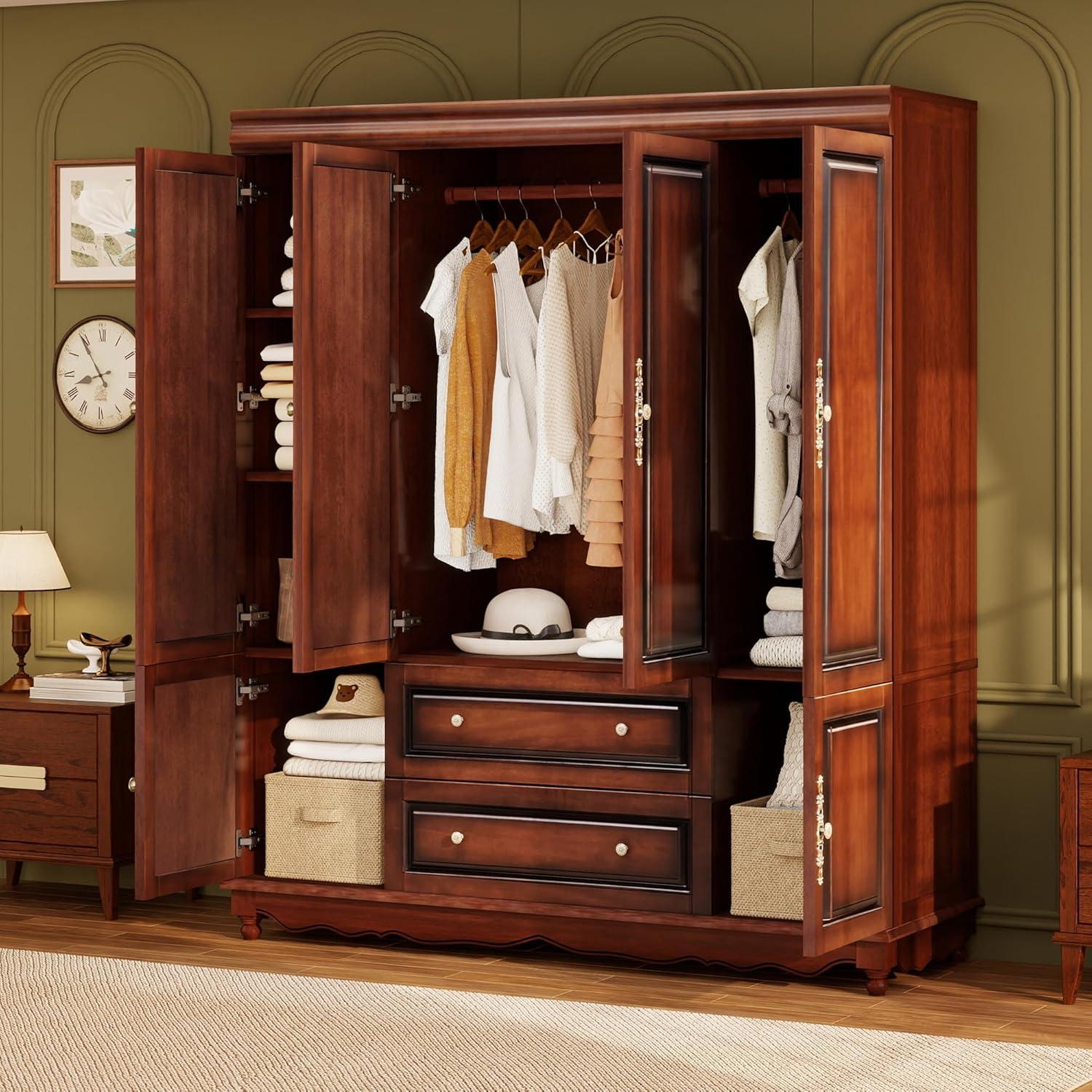 Our Take on the Cherry Red Solid Wood Armoire: Spacious⁢ & Stylish