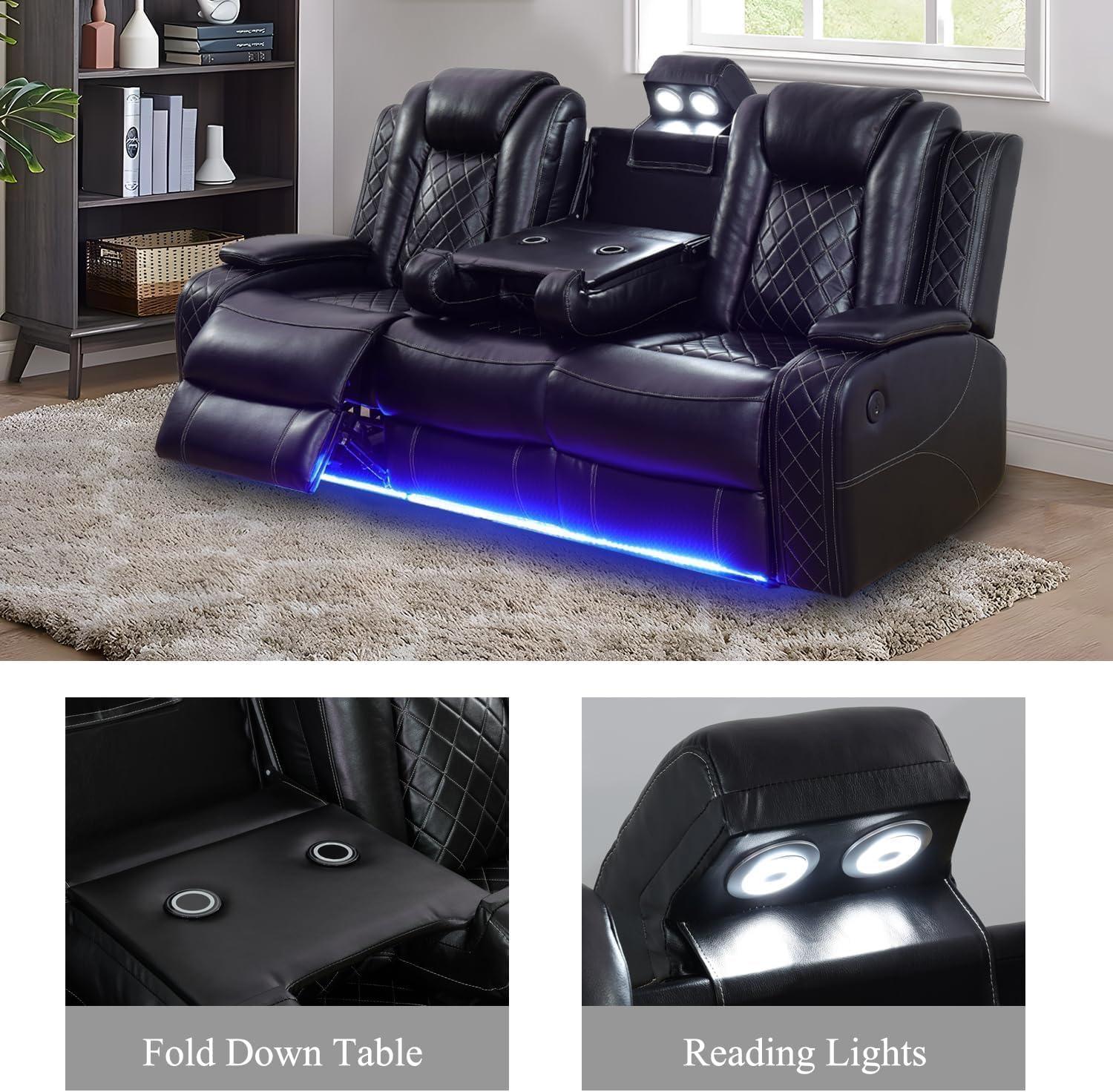 Our Review: stylish Power Recliner Sofa Set with LED & USB Features