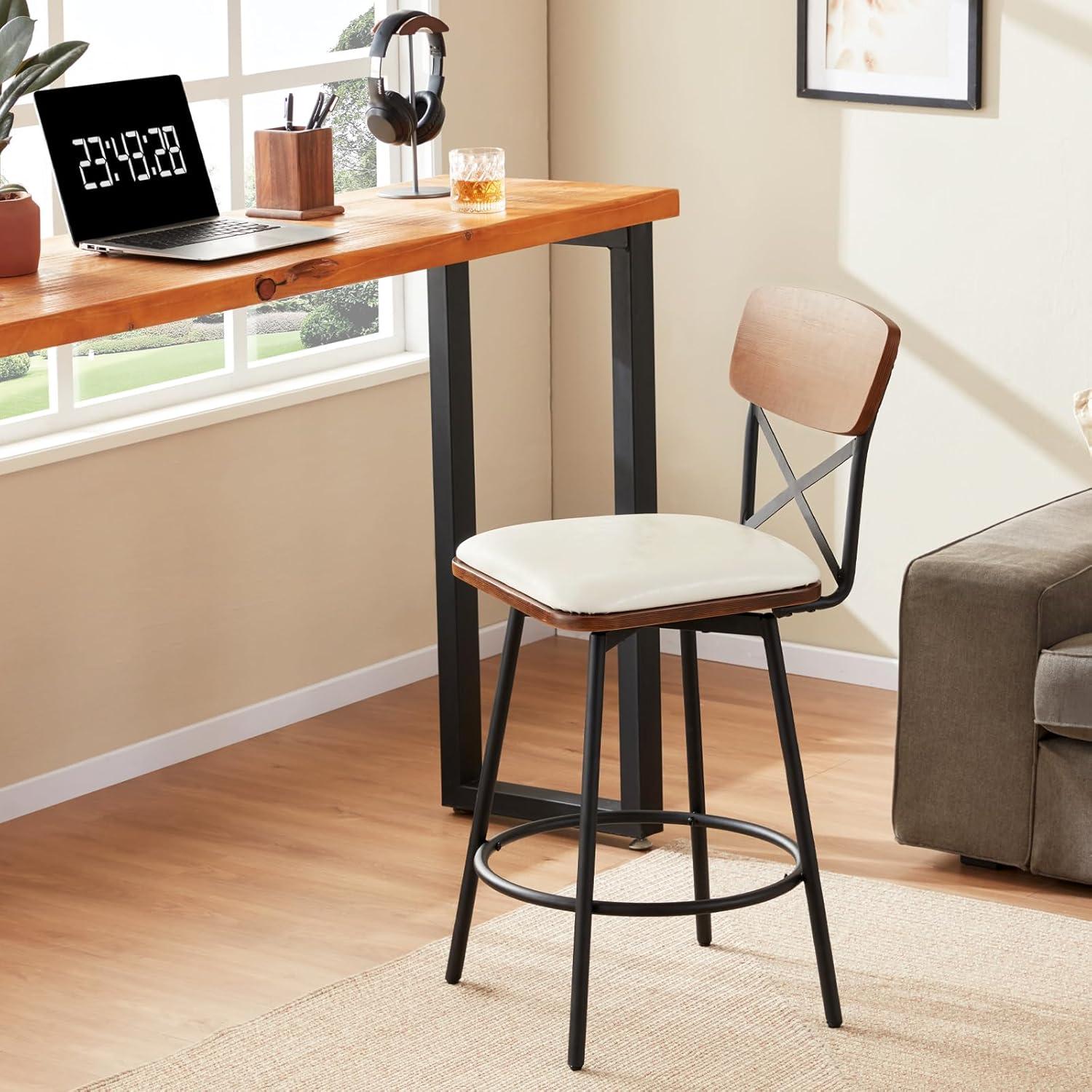 Our Take on Milcil's Swivel White Faux Leather Bar Stools Set