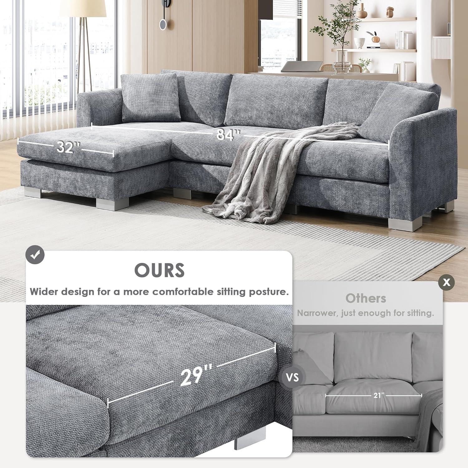 Our Take on the Modern Cloud L-Shaped Chenille Sofa: Stylish & Cozy