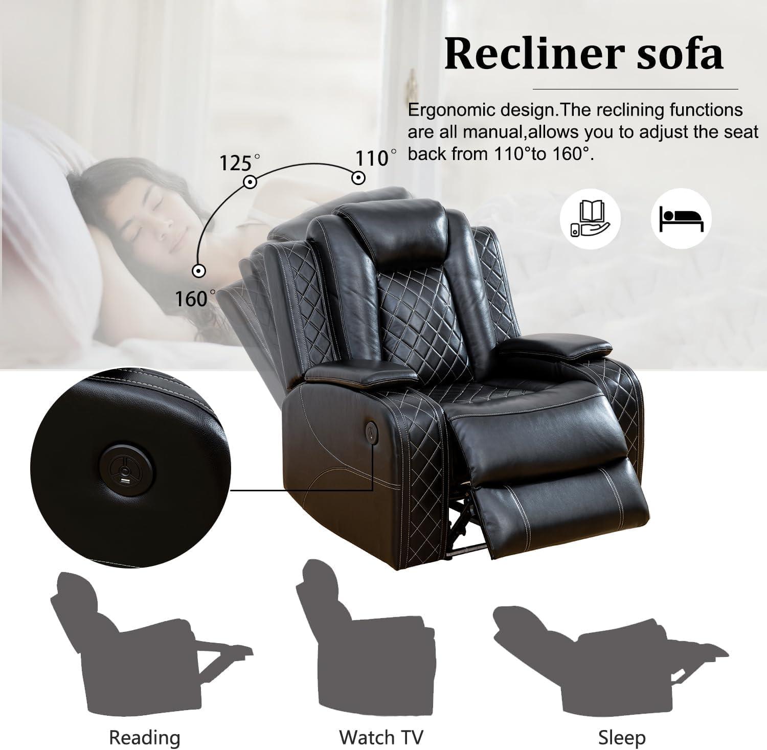 Our Review: Stylish Power Recliner Sofa Set with LED & USB Features