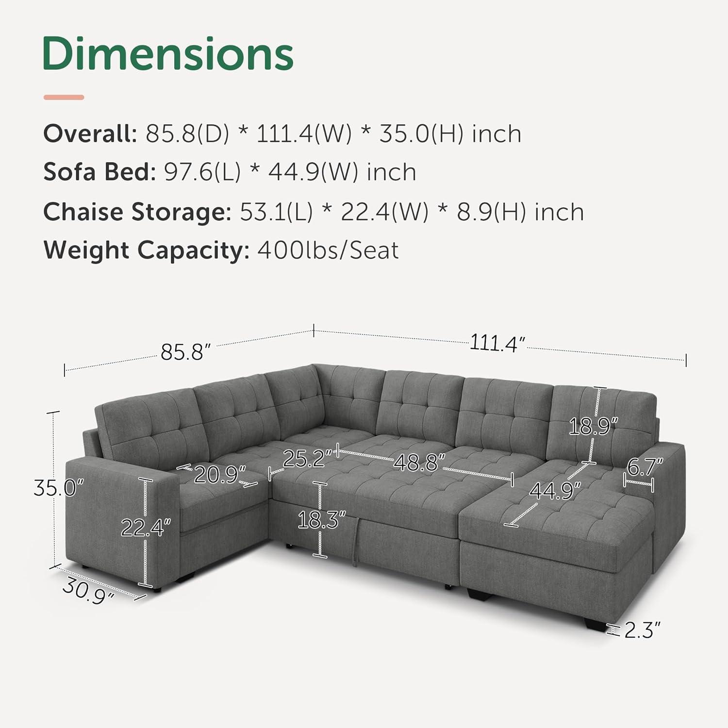 Our HONBAY​ U-Shaped Sleeper Sofa: Spacious, Sturdy, & Stylish