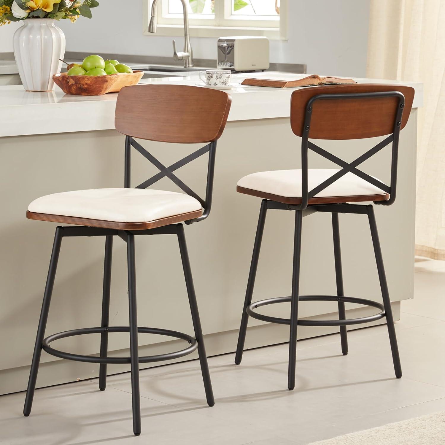 Our Take on Milcil's Swivel White‍ Faux leather Bar Stools‍ Set