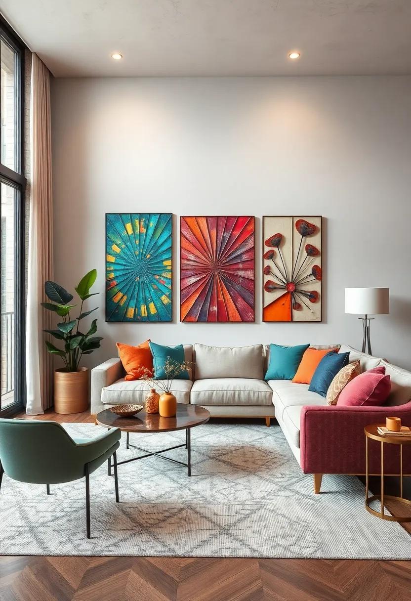 Bold color-Coated Metal: Vibrantly painted metal pieces inject pops of color and energetic charm