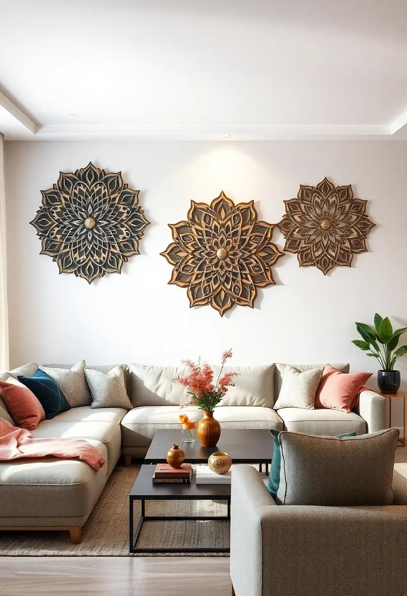 Mandala Designs: Intricately cut mandalas add spiritual elegance and intricate detail to your living room