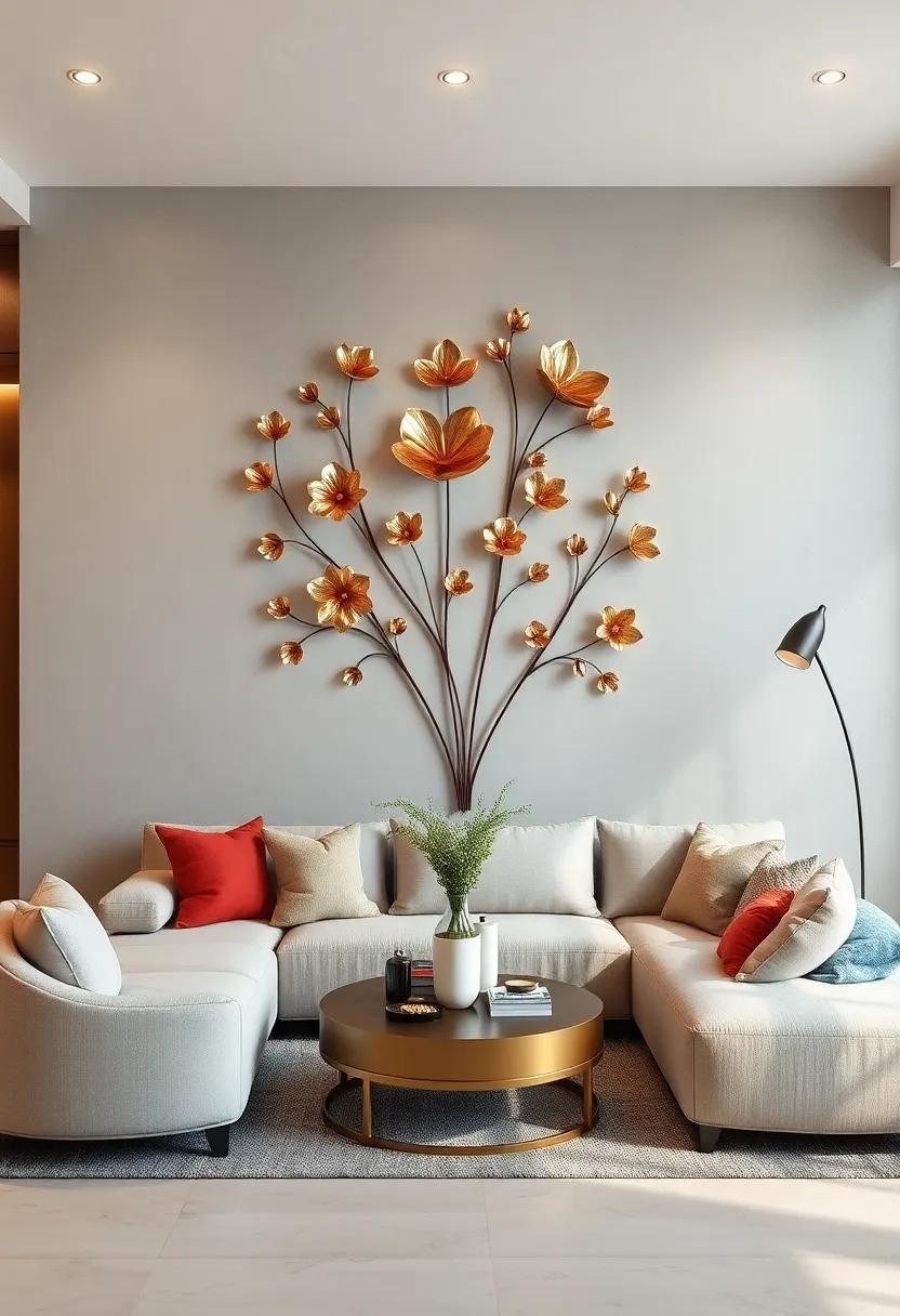 metallic Florals: Delicate metal flowers bring a subtle shine and artistic flair to neutral walls