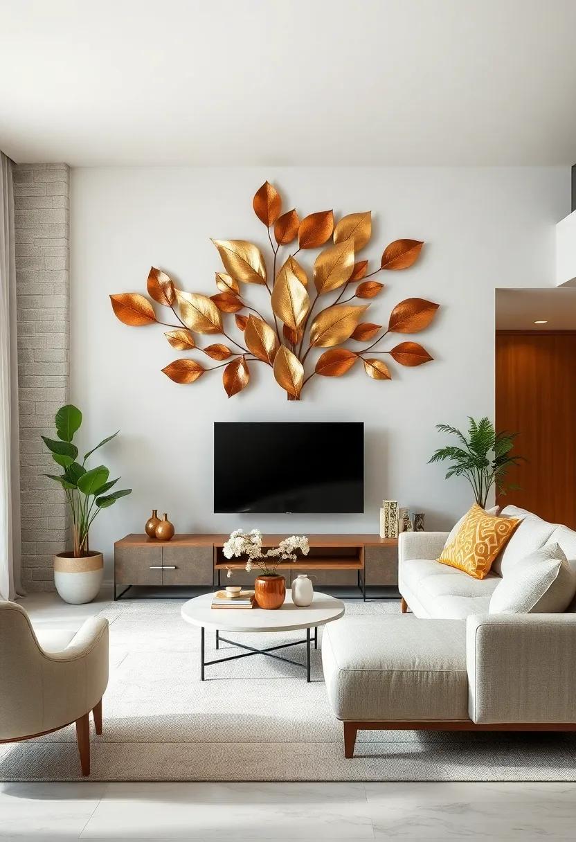 Layered Metal Leaves: Overlapping leaf designs in varying metal tones provide a textured and natural look