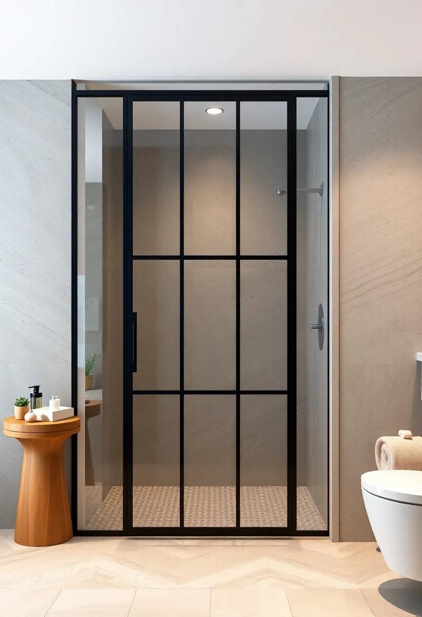 Black Metal⁣ Frame Door​ - ⁣Industrial-inspired with bold black ⁣framing, adding⁤ structure and a contemporary edge to your ⁤shower​ space