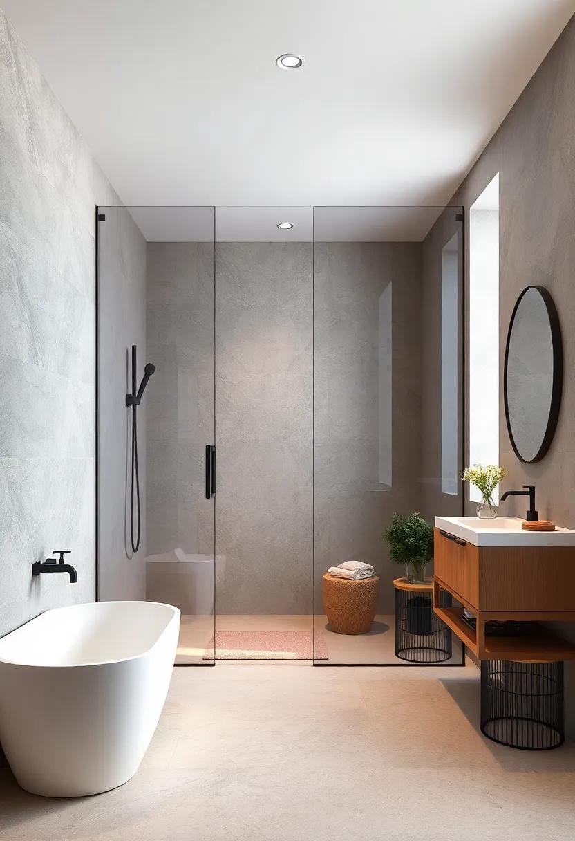 Colored Glass Door - Subtle hues infuse personality⁣ and calmness, ⁣turning ⁢the shower into a serene, inviting nook