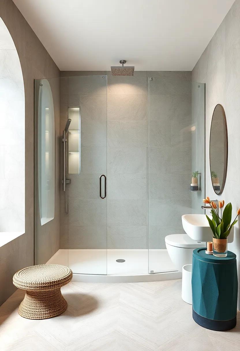Curved Glass Shower‌ Door - Soft curves⁤ soften the overall​ look, ​creating a fluid and ⁣inviting bathing environment
