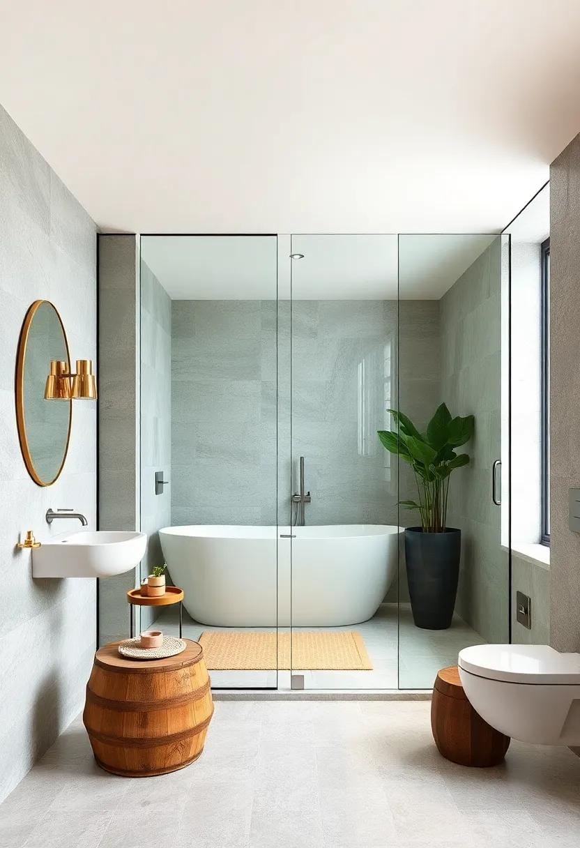 Full-Length Mirrored Glass⁣ Door - Double duty as a mirror‍ and shower entrance,expanding space⁣ visually while adding⁣ a functional element