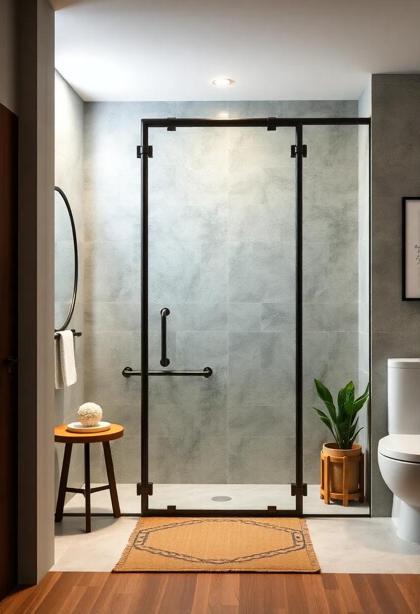 Industrial Pipe Frame Glass Door - Combining raw ⁢metal pipes ‍with ⁢clear glass panels,this ⁢design adds an ‌edgy,urban vibe‍ to your bathroom