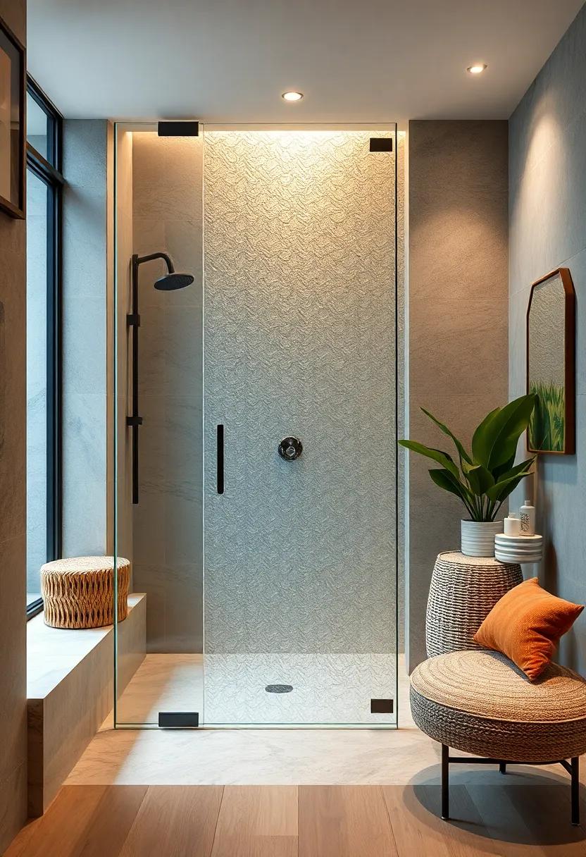 Textured Glass Door ⁢- Featuring subtle patterns that create​ visual interest ​and obscure the view just enough for privacy