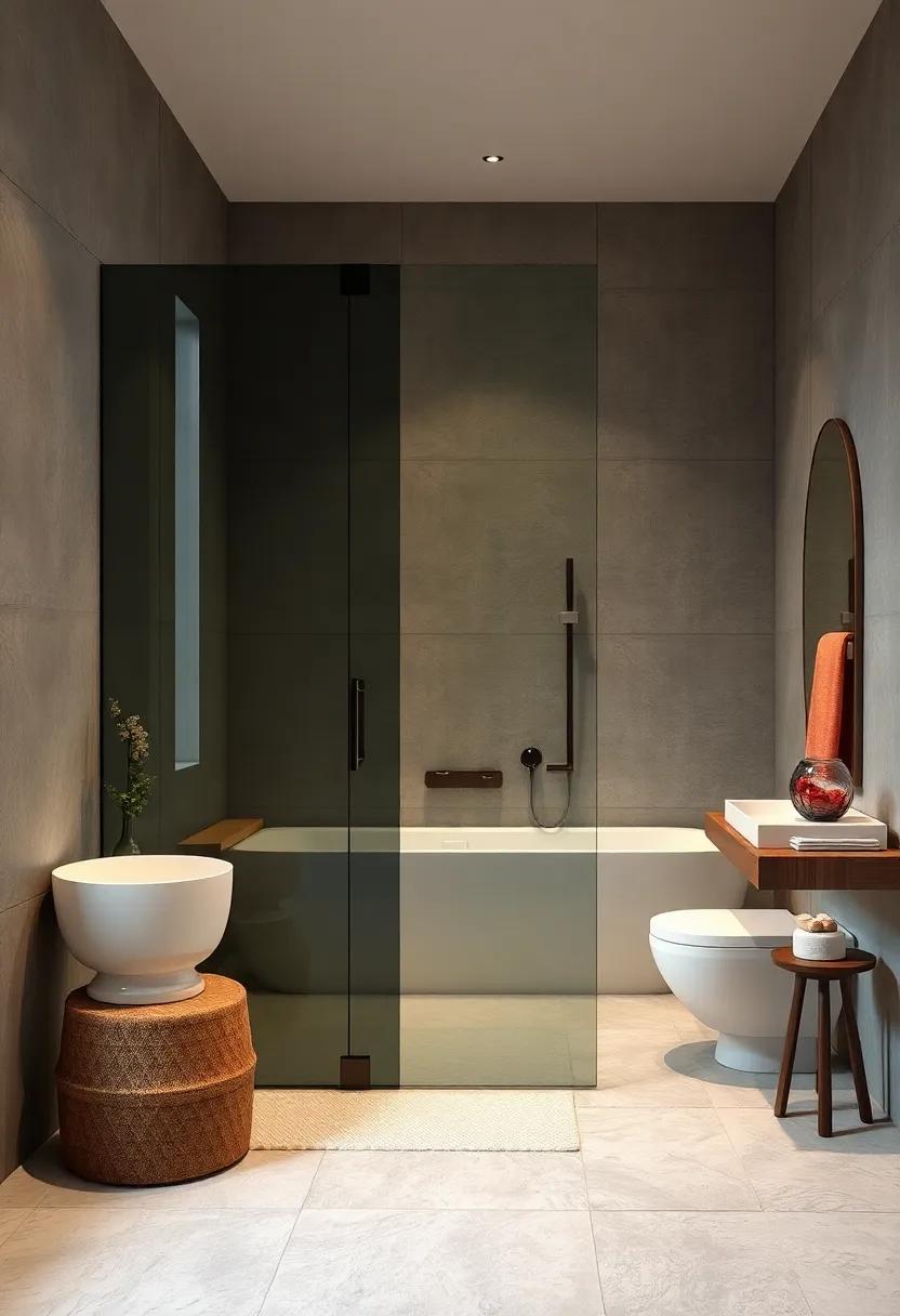 Tinted Glass Door ​- A smoky tint brings a modern,‌ moody vibe, ⁢perfect ‍for those seeking a dramatic bathroom upgrade
