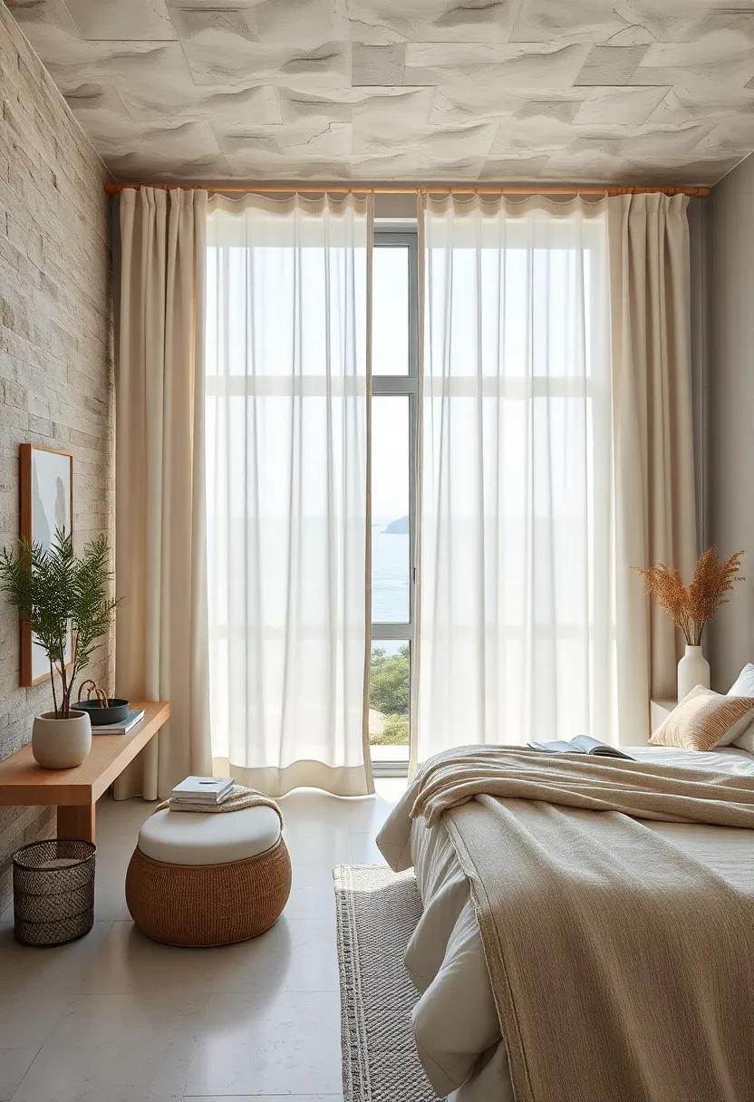 Linen Curtains: Hang airy linen curtains that flutter with the breeze,enhancing the room's lightness