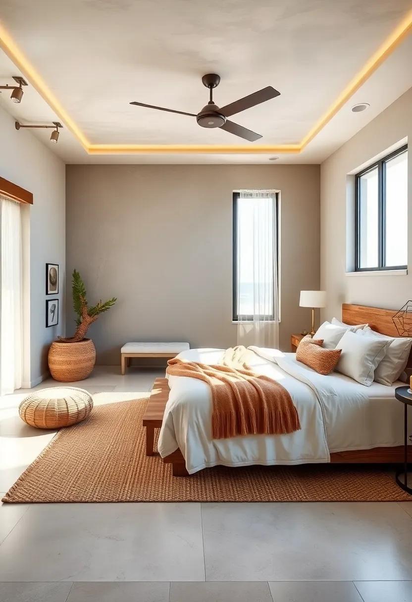 Natural Fiber Rugs: Select jute or sisal rugs that bring warmth and an earthy connection to the beach