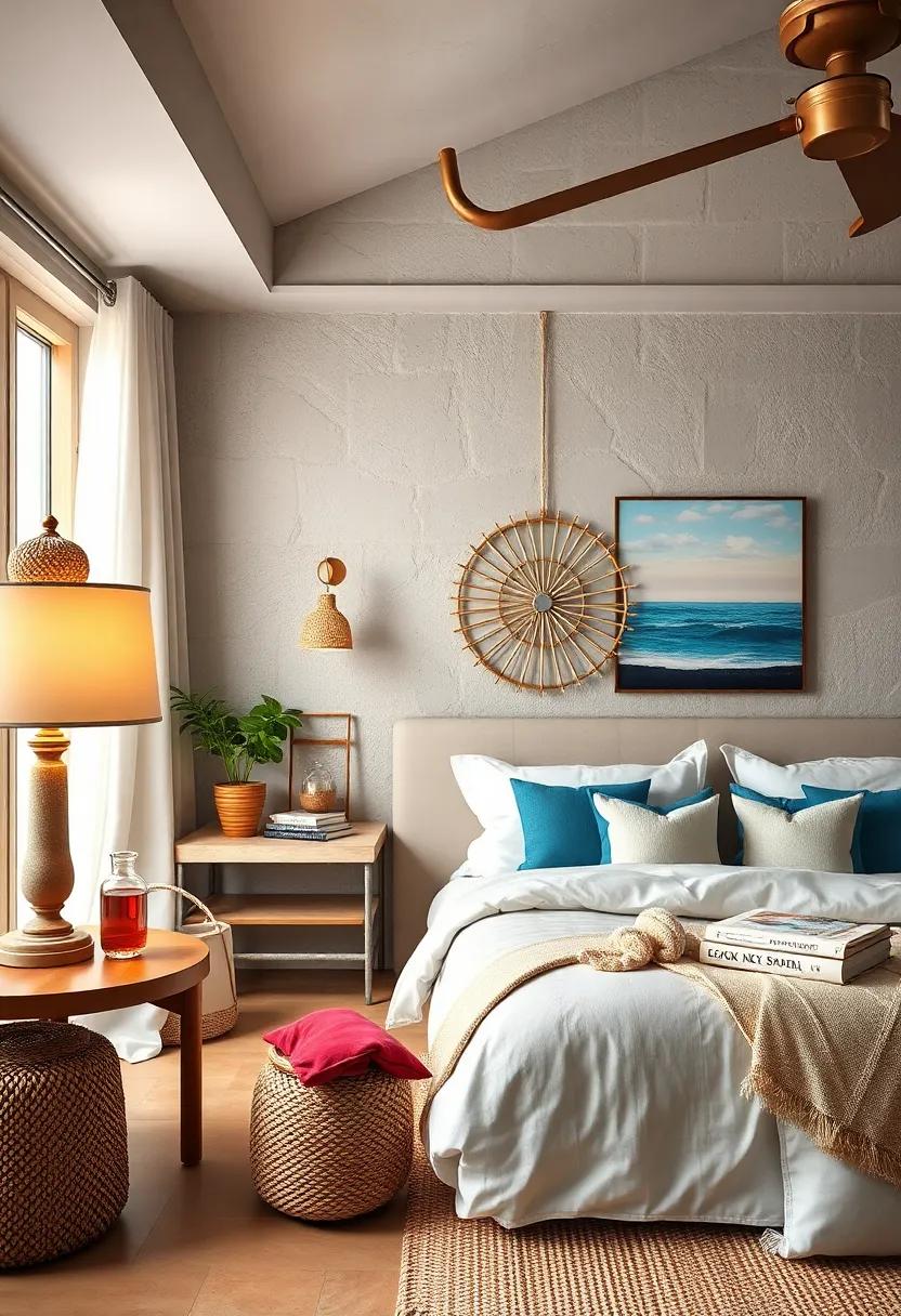 Nautical Lamps: Choose lamps with rope bases or lantern-style shades to enhance the beachside ambiance