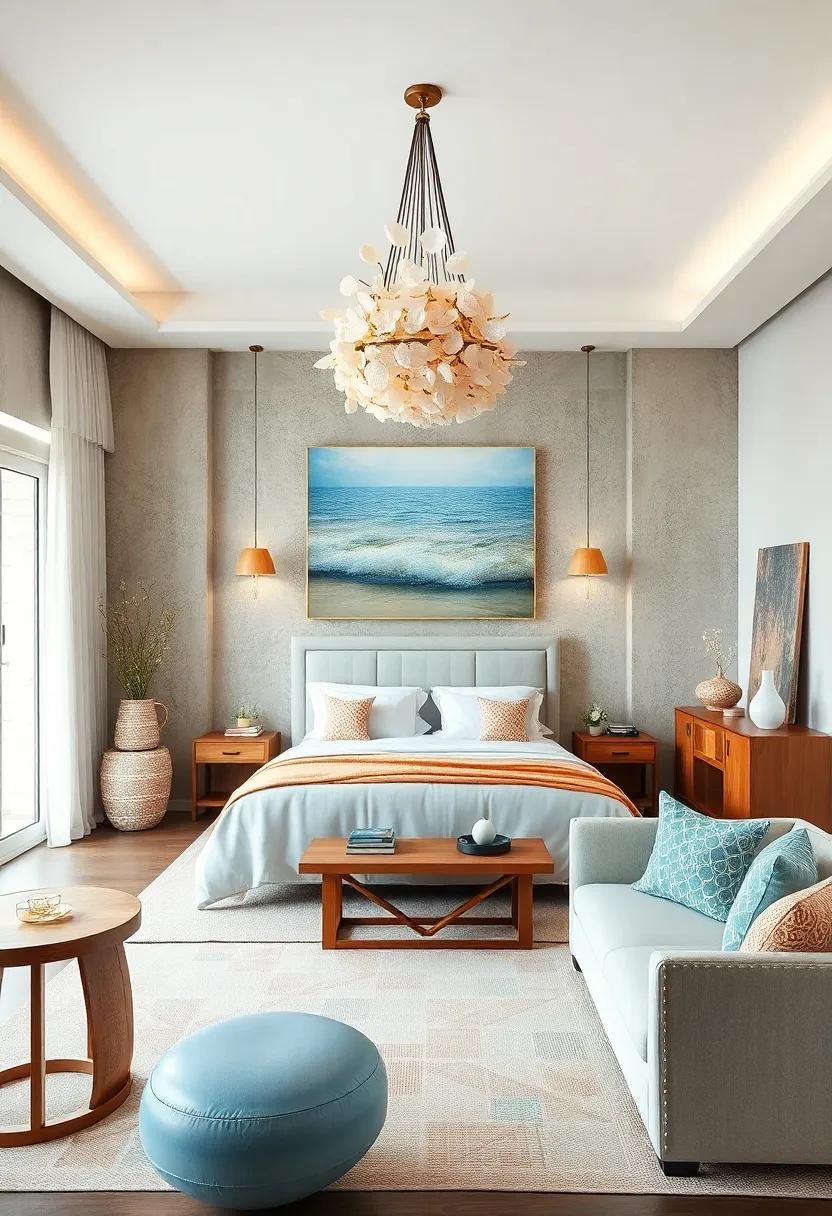 Shell Chandeliers: Hang a chandelier made of shells or capiz to provide natural elegance and texture