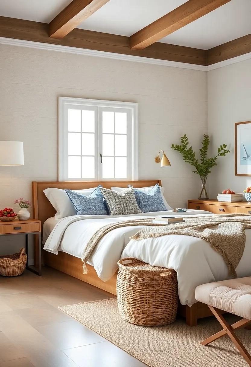 Wicker Storage Baskets: Use woven baskets to keep the room organized while maintaining the coastal theme