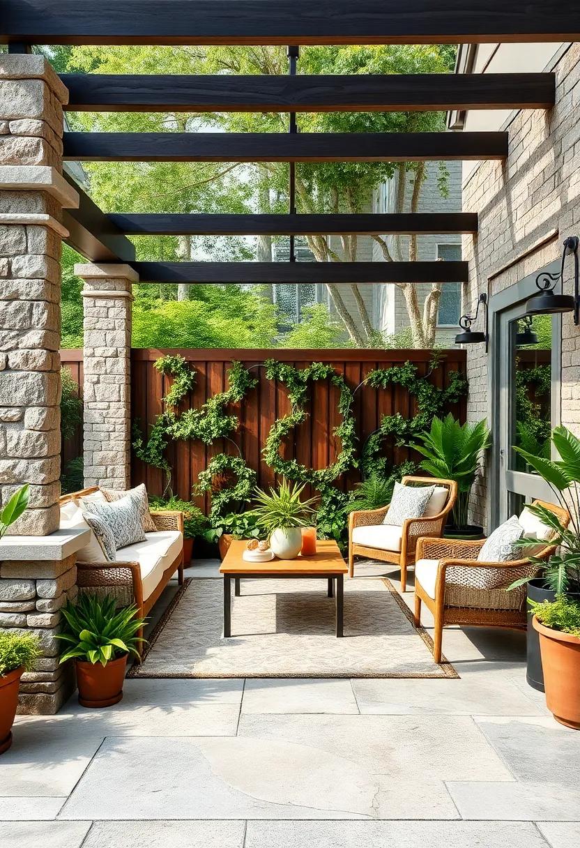 Cottage Fence with Stone Pillars and ⁢Iron Scrollwork